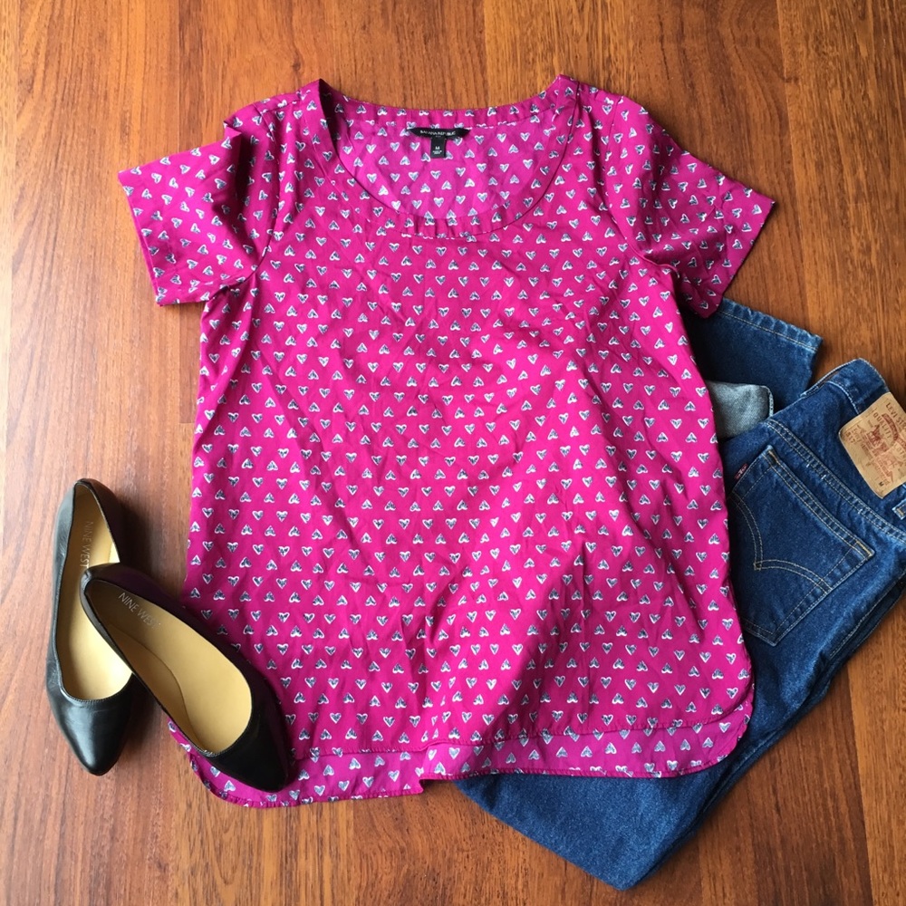 🐞 Heart print short sleeve blouse